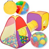 Kruiptunnel - Voor kinderen - Binnenspeelgoed - Buitenspeelgoed - Speelgoed - Met ballenbak - Inclusief 200 ballen - Met tent - Must have voor uw kinderen!