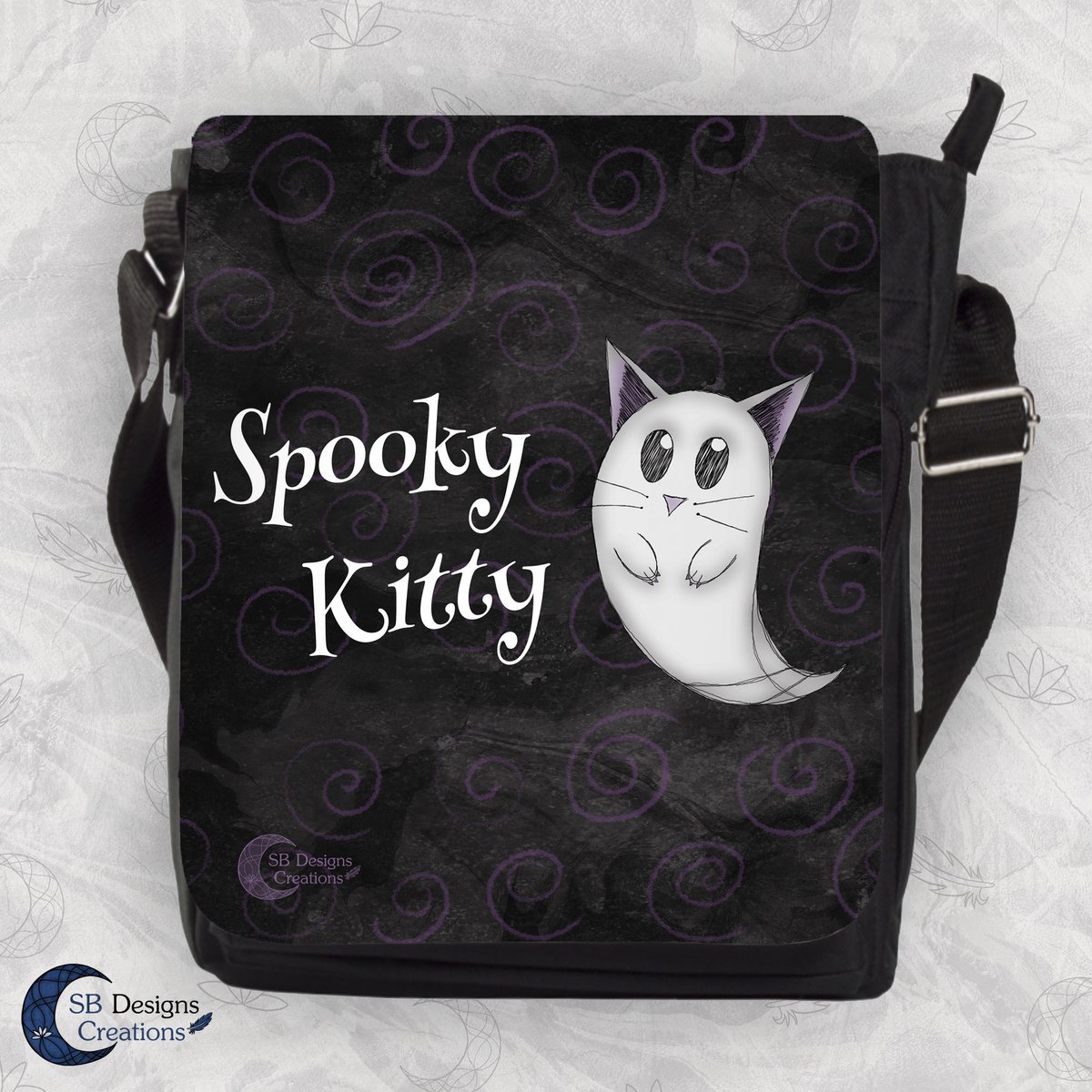 Spooky Kitty Spookkat – Vierkant Schoudertas Groot - Kattentas Catlover Gift - Gothic Schoudertas Alternatief