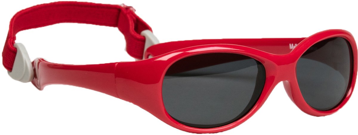 Melleson Eyewear - Kinderzonnebril Noah met band 0-1 jaar - Rood - 100% UV-A en UV-B Bescherming - Inclusief Microvezel Pouch - Zonder brillenkoker