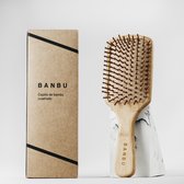 Banbu Bamboe Haarborstel - Vierkant - Ergonomisch Design - Milieuvriendelijk Haaronderhoud - Biologisch Afbreekbaar
