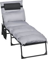 Opvouwbaar ligbed - Zonnebed - Relaxstoel - Tuinstoelen - Lichtgrijs - 58 x 189 x 32,5 cm