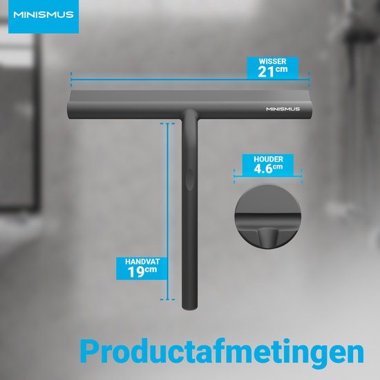 Minismus Raclette de Douche avec Support Magnétique Système de Suspension Sans Embouts - 21 cm de Large - Zwart