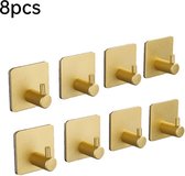 8 stuks Zelfklevende RVS Haken - Modern, Sterk & Roestvrij - Ideaal voor Badkamer en Keuken - Geen Boren Nodig 4,5*3cm-goud