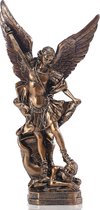 12,5" San Miguel aartsengel standbeeld, St. Michael gebronsde hars standbeeld, St. Michael de aartsengel zegevierend over Satan collectie, geschikt voor collectie of decoratie