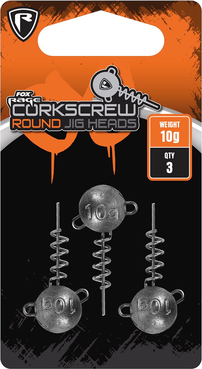 Fox Rage Corkscrew Round Jig Heads (3 pcs) - Maat : 10g van Merkloos — afbeelding 2