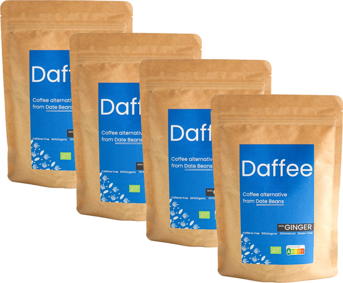 Goedkoopste Daffee koffie, dadel koffie, een duurzame en heerlijke koffie alternatief gemaakt van geüpcycled dadel bonen, gezond, organisch, en caffeine vrij. gemixed met natural ginger mix kruiden. (4 250gr