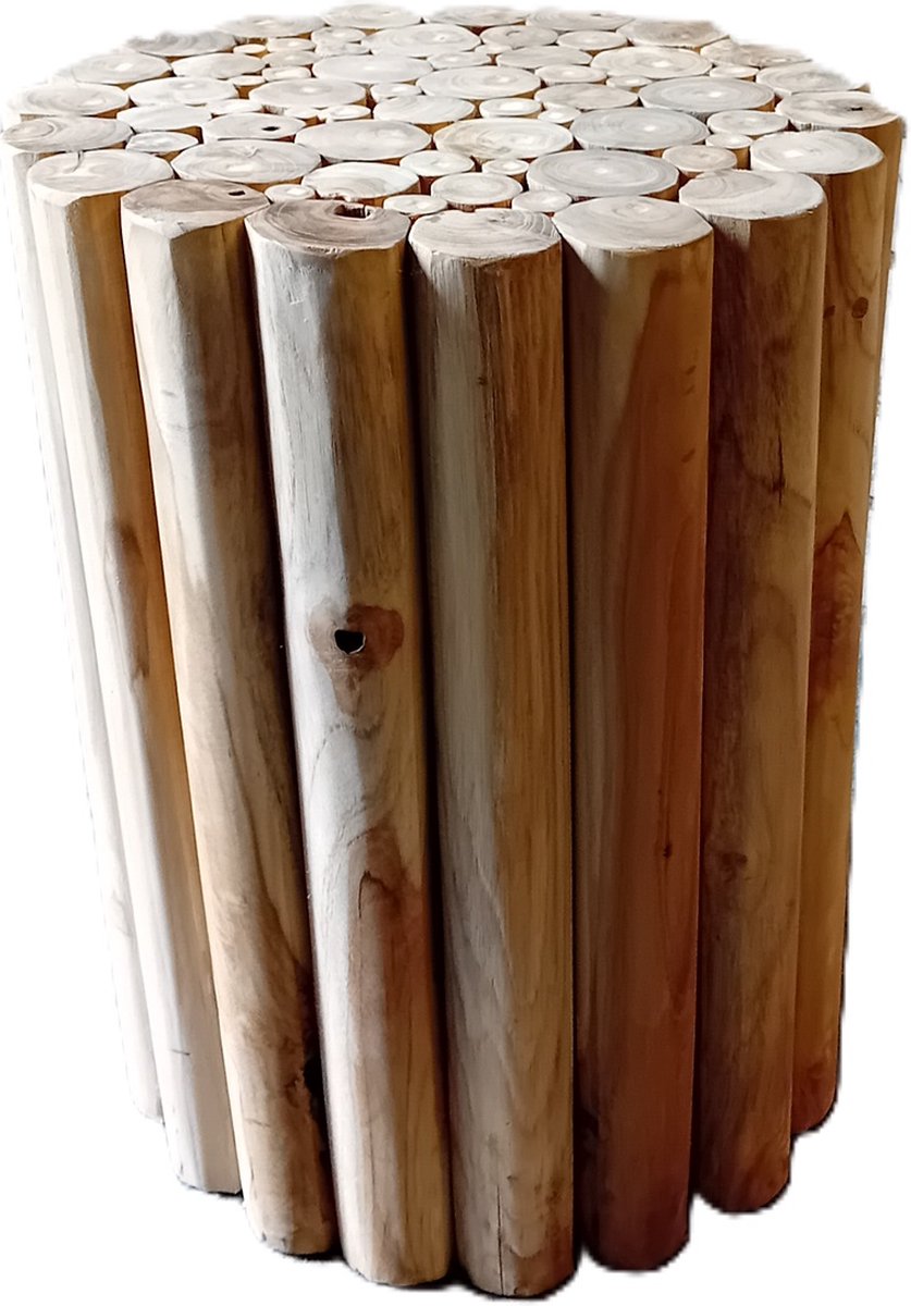 Teakhouten Krukje-bijzettafel-massief-landelijk
