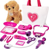 Dierenarts Speelgoed - Dokterset - Kinderspeelgoed voor Jongens en Meisjes - Vanaf 2 Jaar geschikt voor 3 4 5 en Ouder - Roze met Wit