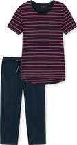 SCHIESSER selected! premium inspiration pyjamaset - dames pyjama 3/4-lang streepjes zwart-rood - Maat: 36