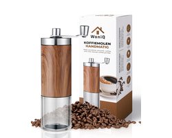 WoniQ Handmatige koffiemolen - Luxe Bonenmaler - Koffiemolen handmatig met verstelbare maalstanden…