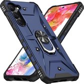 Casemania Hoesje Geschikt voor Samsung Galaxy A15 - Blauw - Armor Back Cover met Kickstand