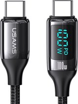 USAMS - USB kabel - Type-C naar Type-C - PD 100W - snellaad- en datakabel - 1,2 m - Zwart