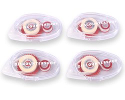 Doorzichtige Lijmroller Set - 4 Stuks - Transparant/Rood - Bureauartikelen - Kantoor & School - Discountershop