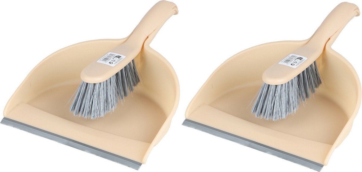 Goedkoopste Urban Living Stoffer en blik set - 2x - zalm roze - zachte borstel - kunststof - 32 x 22 cm