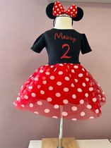Robe de soirée fille-robe de fête enfant-Minnie-robe de souris-robe à pois-robe de fille-fête à thème- eigen naam-robe en tulle-robe rouge-âge-robe d'anniversaire-robe de bébé-robe de fantaisie-robe Esmee (taille 92/98 )