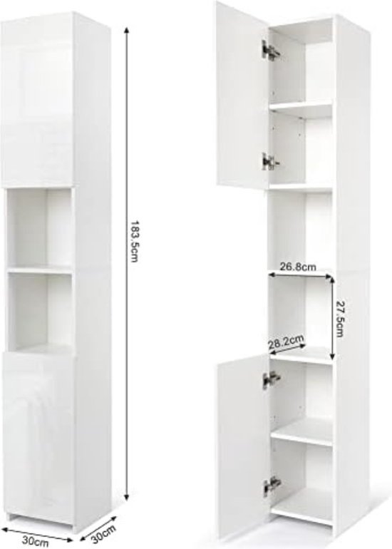 Ben Limara Badkamerkast - 35x29x165 cm - Eiken - Kolomkast Badkamer