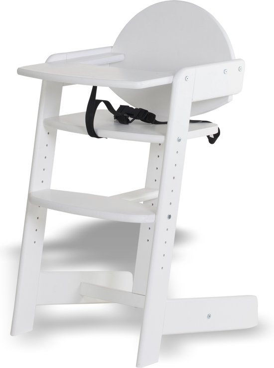 Geuther Filou Houten Kinderstoel, Kinderzetel - Baby Eetstoel voor aan Tafel - Kinderstoeltje voor peuter - 3-punts gordels - Hoge babystoel - Wit