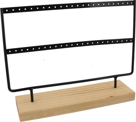 Knaak Sieradenhouder - Display voor Sieraden - Oorbellenrek - Hout en Metaal - 27x22x7 cm - Zwart