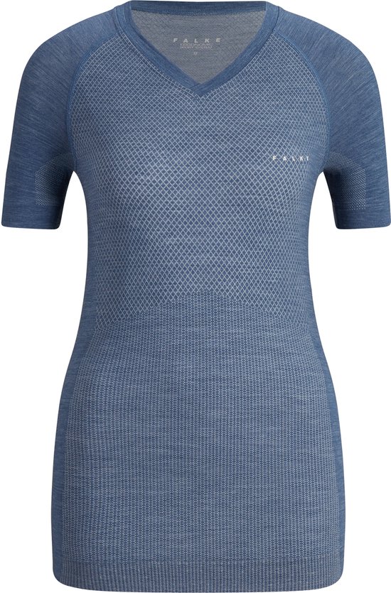 FALKE T-shirt femme Wool- Tech Light - chemise thermique - bleu (capitaine) - Taille: L