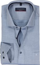 CASA MODA modern fit overhemd - dobby - blauw - Strijkvrij - Boordmaat: 39