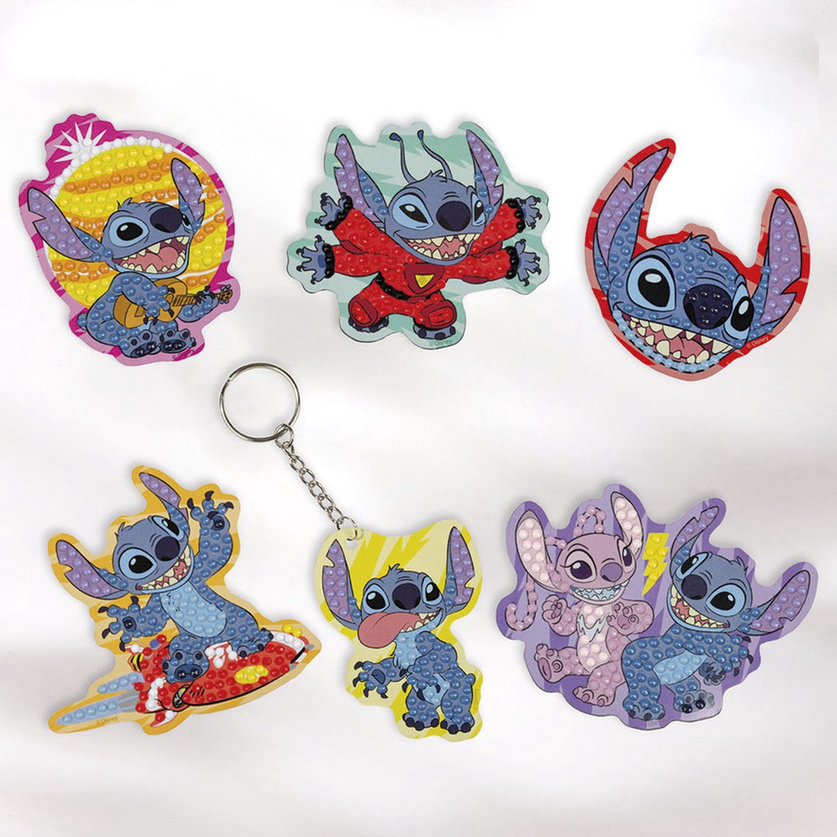Disney Stitch Totum magneten en sleutelhanger maken met 800+ strass steentjes - knutselset unisex diamond painting creatief speelgoed meisjes en jongens — afbeelding 11