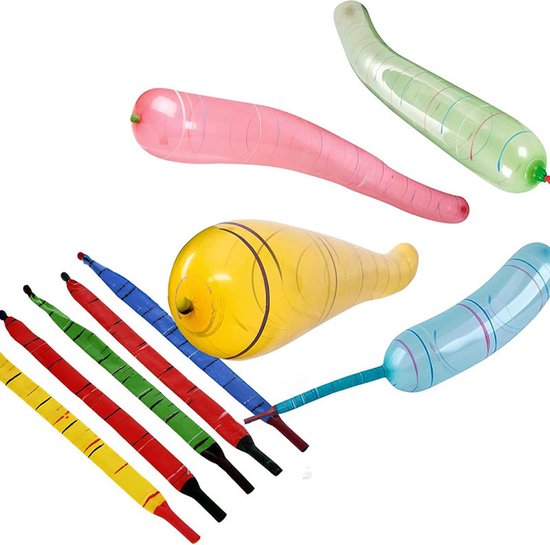 Raket Ballonnen - 100 Ballonnen - Assorti kleuren Diverse kleuren - Lange ballonnen - vliegende ballonnen | feestballonnen fluitende ballonnen