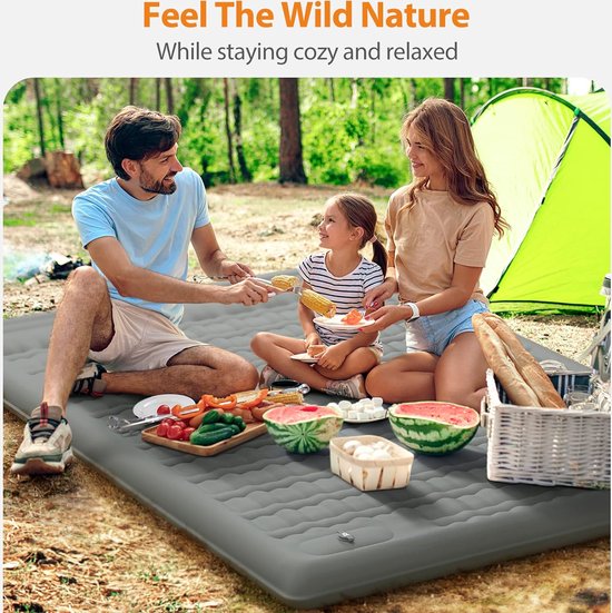 Camping isomat, zelfopblazend met voetpomp, 12 cm ultra-dik, verbeterde ondersteuning, opblaasbaar campingmatras, ultralicht, waterdicht, outdoor luchtmatras voor wandelen, rugzak van Merkloos — afbeelding 2