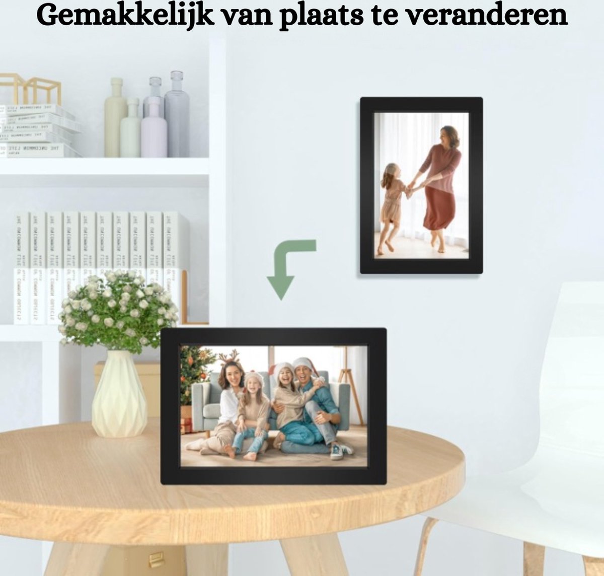 Digitale fotolijst wifi, 10 inch digitale fotolijst met 16 GB geheugen, 1280 x 800 HD IPS-scherm, automatisch draaien, elektronische fotolijst ondersteunt beeldvoorbeeld, deel momenten direct via de