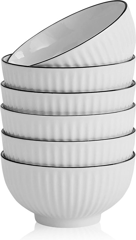 6 Stuks Unieke Reliëf Handgeschilderde Grote Keramische Kommen Set Diner Salade Soep Fruit Aardewerk Decoratief Cadeau Voor Nieuwe Huis Koper Housewarming