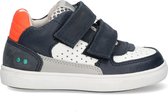 BunniesJR 224321-520 Jongens Lage Sneakers - Donkerblauw/Wit/Oranje - Leer - Klittenband