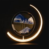 Bewegende Zandkunst Lamp - Met Afstandsbediening - 28cm - Zandkunst In Glas - Zandloper - Sand Art - Tafellamp Industrieel - Sfeerlamp - Decoratie Woonkamer - Nachtlamp Slaapkamer - Zwart - Blauw