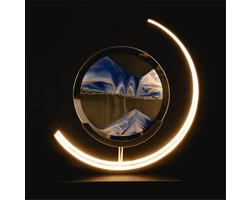 Bewegende Zandkunst Lamp - Met Afstandsbediening - 28cm - Zandkunst In Glas - Zandloper - Sand Art - Tafellamp Industrieel - Sfeerlamp - Decoratie Woonkamer - Nachtlamp Slaapkamer - Zwart - Blauw