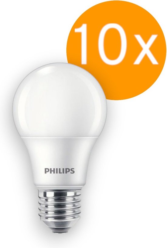 Doos 10 stuks Philips LED lamp E27 10.5W 1055lm 3000K Mat Niet-Dimbaar A60 Cri90