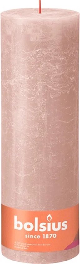 Bolsius poeder roze rustiek stompkaars 300/100 (200 uur) Misty Pink