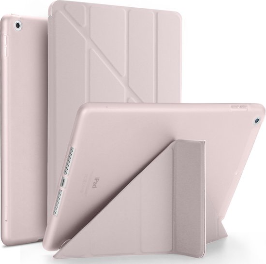 Smart Case Voor IPad 9.7 5e Generatie (2017) – Model A1822/A1823 – Transparante Matte Achterkant In Rood – Ultradun En Licht