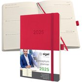 Agenda hebdomadaire Sigel Conceptum - A5 - 2025 (NL/ FR/EN/DU) - rouge - couverture souple - SI-C2534