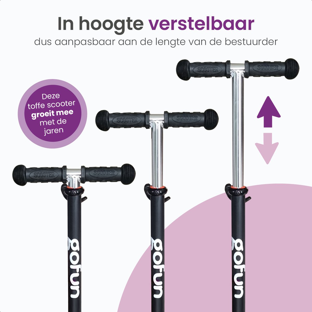 Gofun Kinderstep - Lichtgevende Wielen - Opvouwbaar - Step 3-8 jaar - Verstelbaar - Antislip - 85 x 58 x 23 cm - Zwart — afbeelding 6