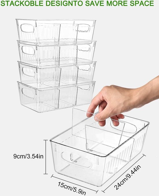 Epzia Koelkast Organizer Lade – Doorzichtige Uittrekbare Opbergbak Voor Keuken