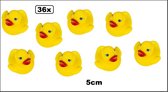 36x Mini canards de bain jaunes 5,5 cm - Distribuer une fête à thème pour le festival, un canard en caoutchouc amusant