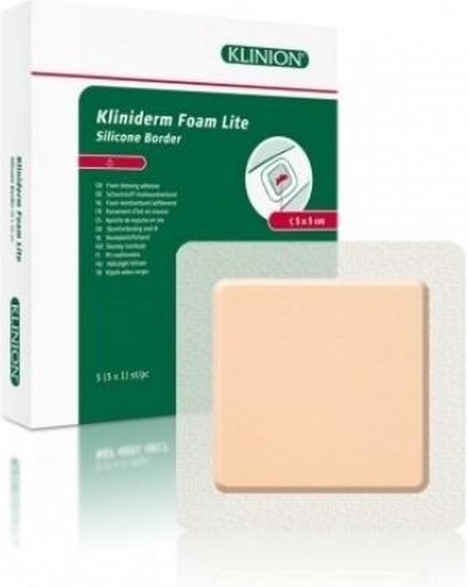 Goedkoopste Kliniderm Foam Silicone Lite schuimverband met Border 7,5x7,5cm Klinion