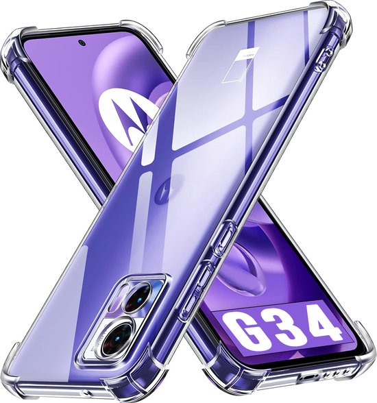 Casemania Coque pour Motorola Moto G34 - Transparent - Anti Choc Hybrid Back Cover