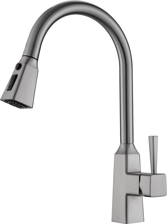 Kraan voor de keuken, met uittrekbare douche, keukenkraan, 360