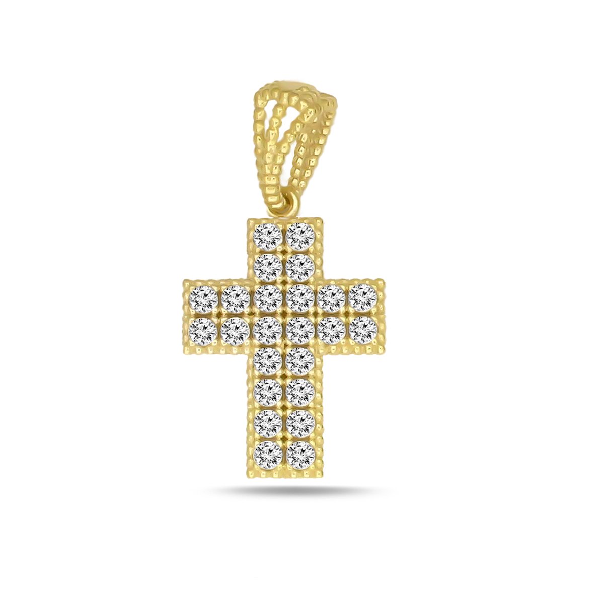 Juwelier Zwartevalk 14 karaat gouden kruis hanger met zirkonia - 14.294/15x10