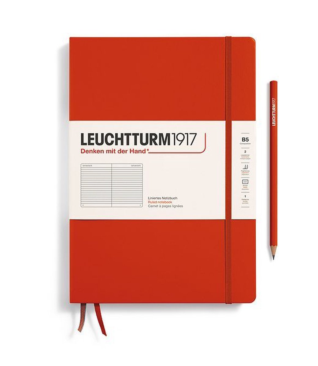 Leuchtturm notitieboek fox red lined composition hardcover b5 178x254mm