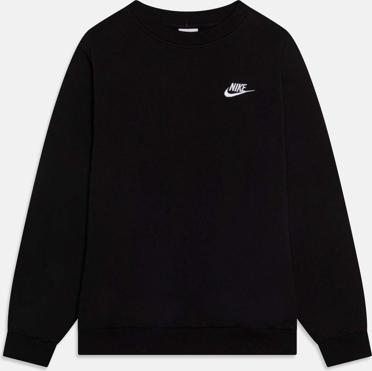 NIKE K NSW CLUB FLC CREW LS LBR Unisex Sporttrui - Zwart - Wit - Maat XS - Nike