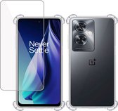 Hoesje + Screenprotector geschikt voor OnePlus Nord N30 SE – Tempered Glass - Extreme Shock Case Transparant
