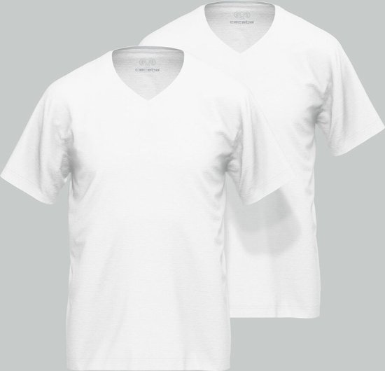 Ceceba heren T-shirt V-hals (2-pack) - wit - Maat: 4XL