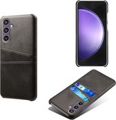 Samsung Galaxy S23 FE Hoesje - MobyDefend Lederen Backcover Met Vakjes Voor Pasjes - Zwart - GSM Hoesje - Telefoonhoesje Geschikt Voor Samsung Galaxy S23 FE