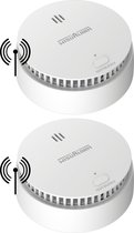 WisuAlarm SA30A-R8 Draadloos koppelbare rookmelder - 2 Rookmelders - 10 jaar batterij - Kan in de buurt van keuken en badkamer - Voldoet aan Europese norm - Koppelbaar brandalarm