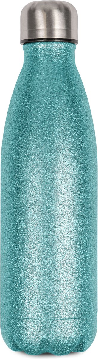 Stainless steel thermo fles 500 ml glitter blauw
